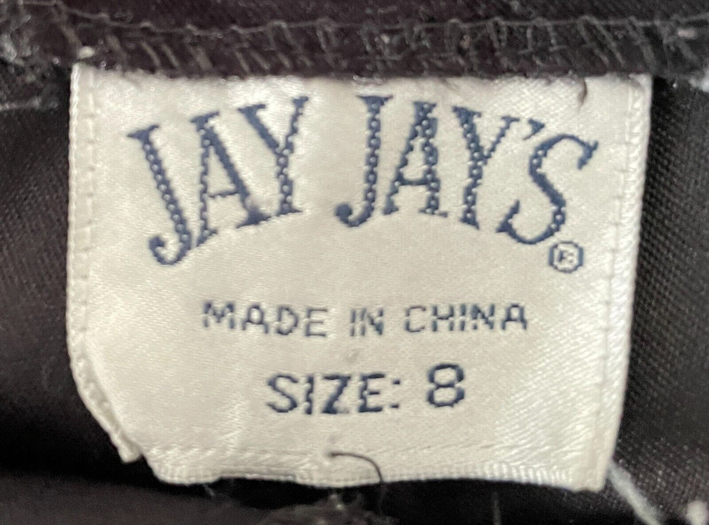 JAY JAY'S Pants Black Velour Slim Leg Full Length Trousers Ladies Size 8 Retro