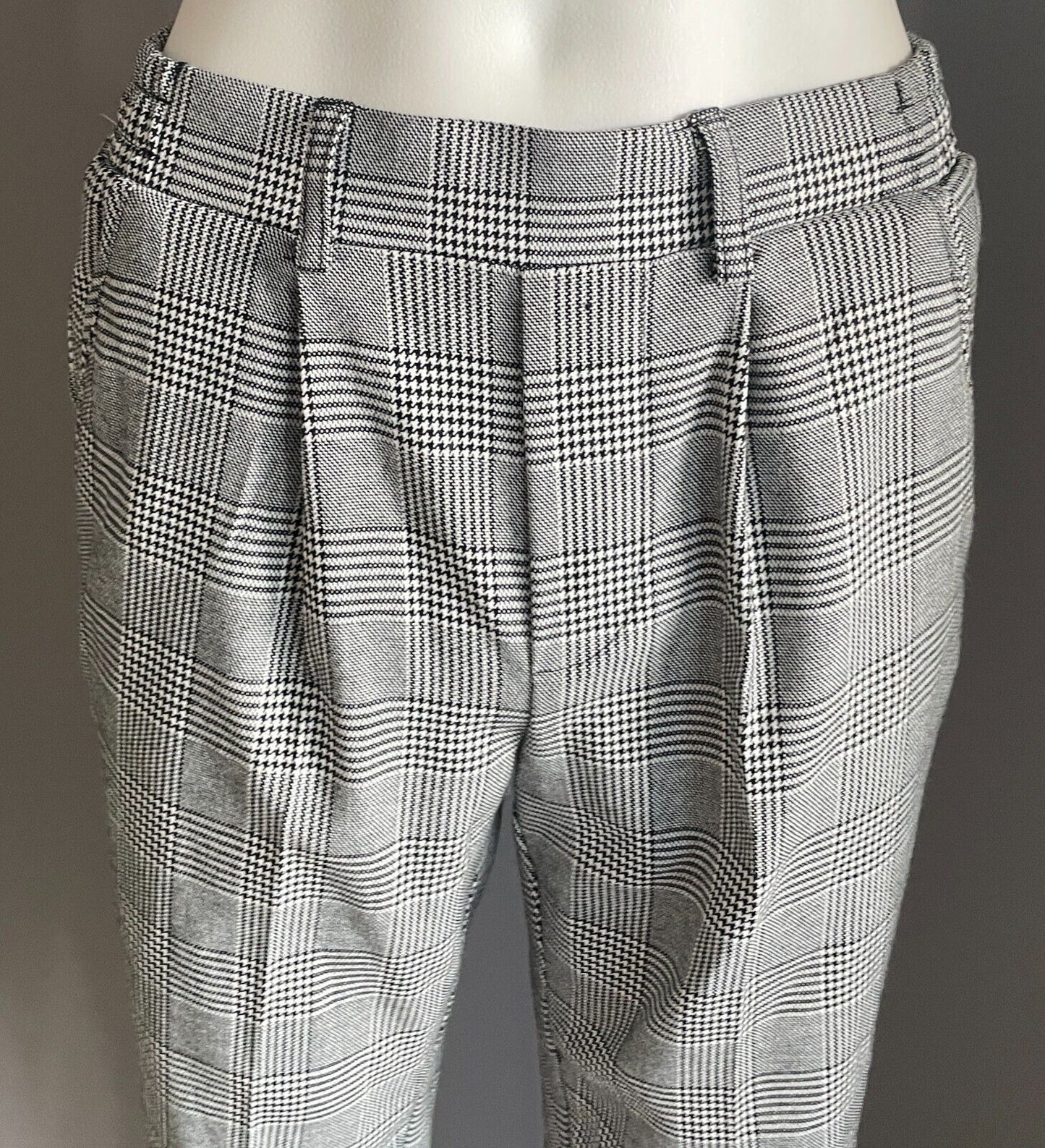 JAY JAYS Pleated Pants Black & White Houndstooth Check Pull On Cuff Hem Size 6 8