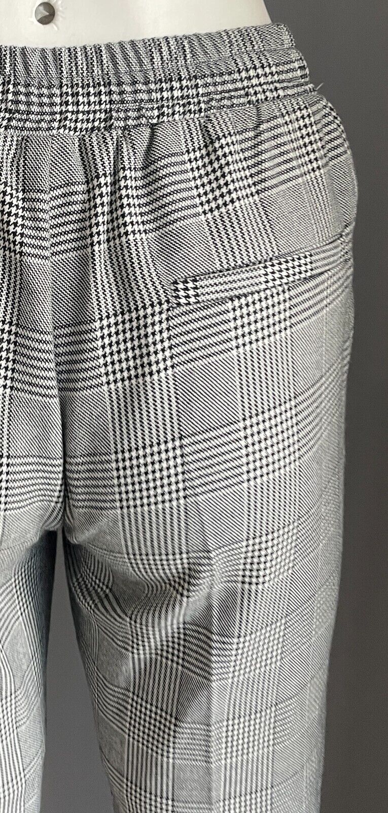 JAY JAYS Pleated Pants Black & White Houndstooth Check Pull On Cuff Hem Size 6 8
