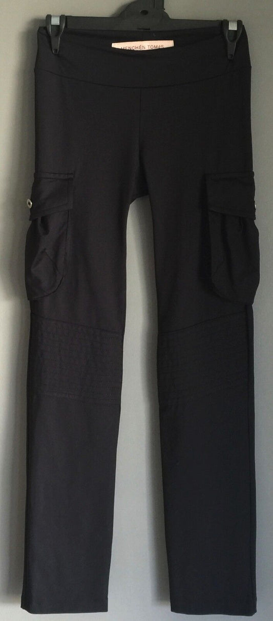 MENCHEN TOMAS Jeggings Black Thick Stretch w Cargo Pockets Pants Size 6 - 8