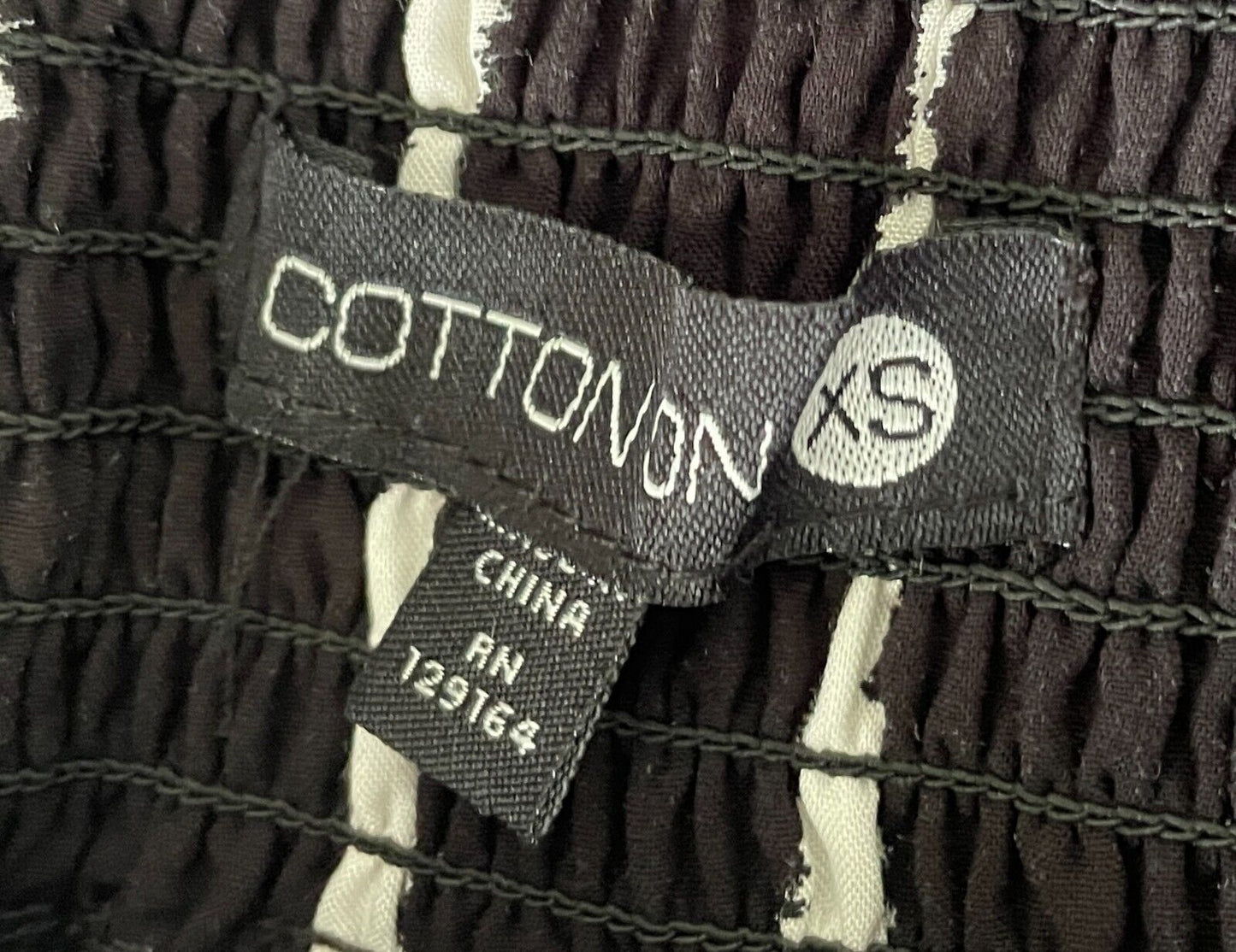 COTTON ON Black White Print Tapered Leg Pants Elastic Waist Belt Tie Size XS 8
