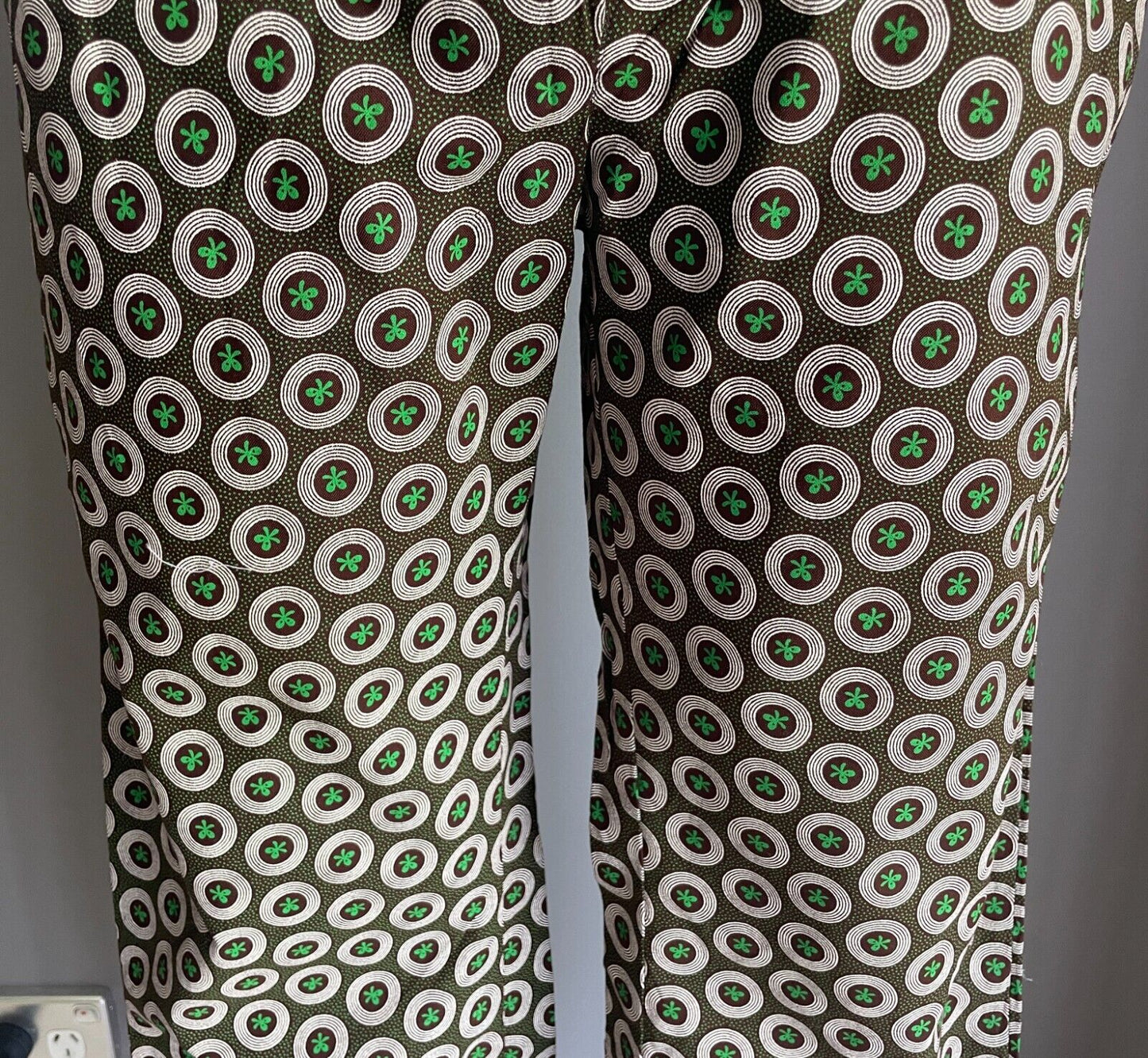 GOODBYE MALARIA Shwe Shwe Lounge Pants Burgundy Green Print Drawstring Size XS 8