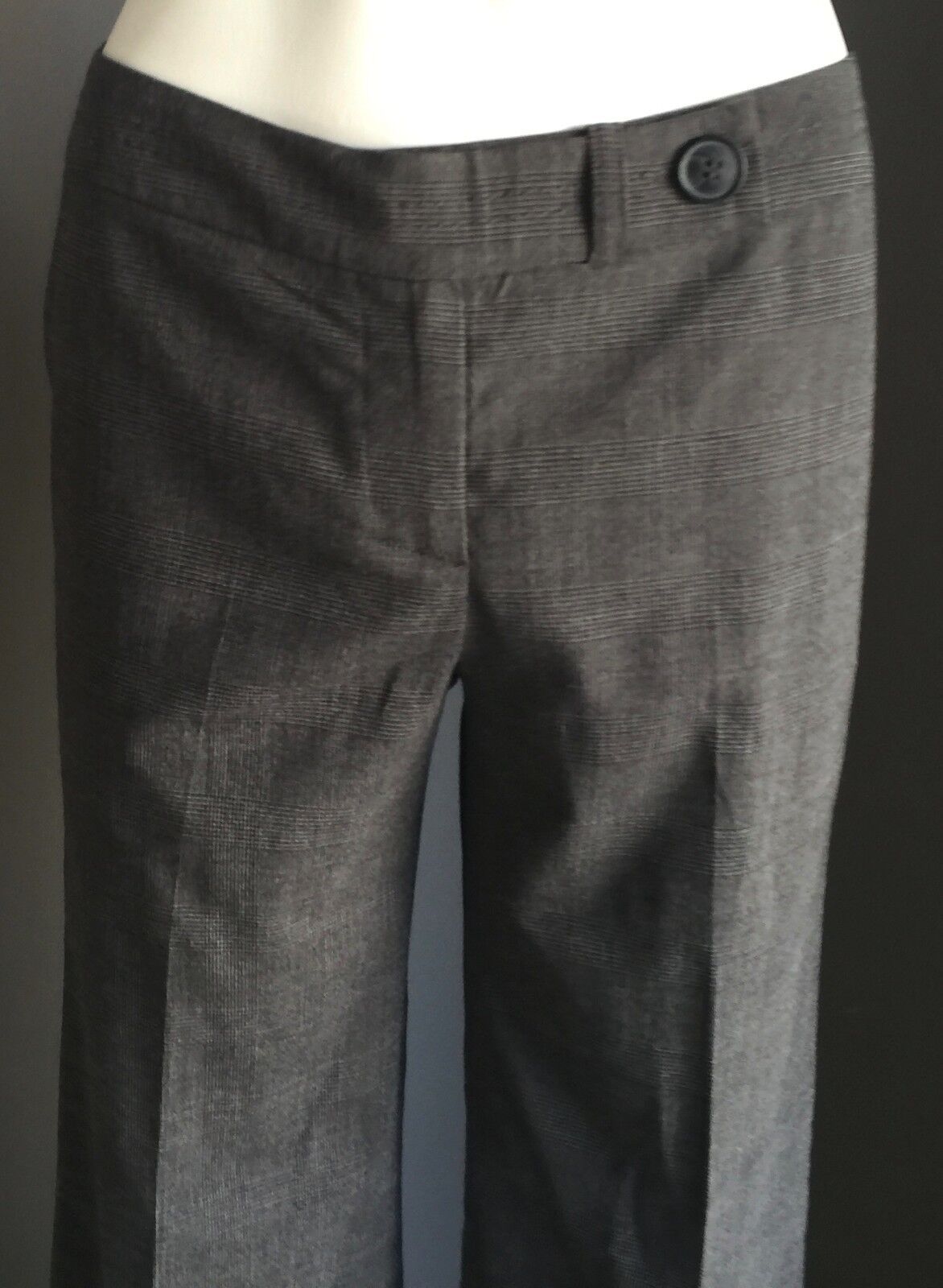 DIANA FERRARI Cuffed Pants Check Print Wide Leg Size 6 8 Charcoal Grey NEW