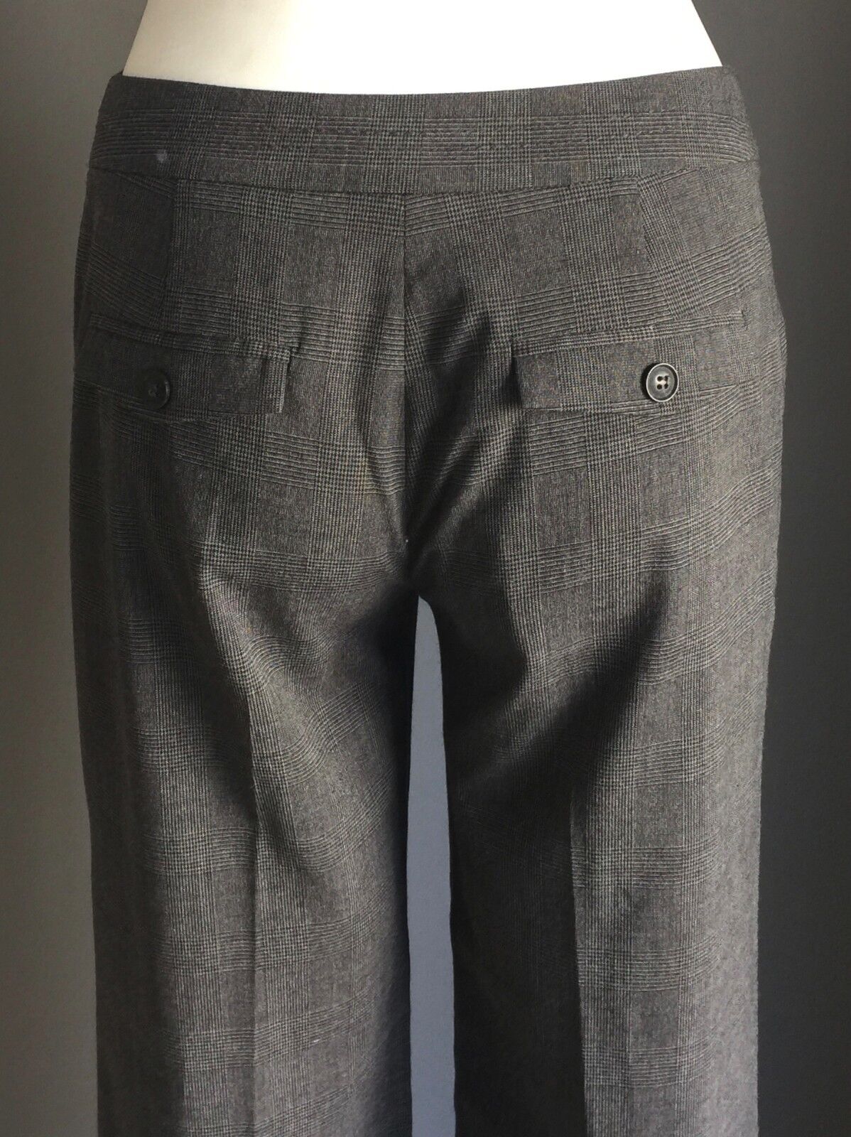 DIANA FERRARI Cuffed Pants Check Print Wide Leg Size 6 8 Charcoal Grey NEW