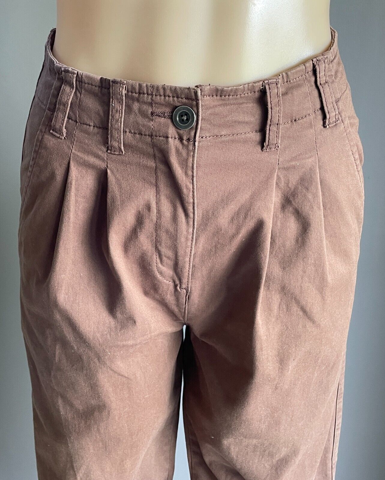 COTTON ON Brown High Waist Pants Pleat Front Full Length Size 8 NEW