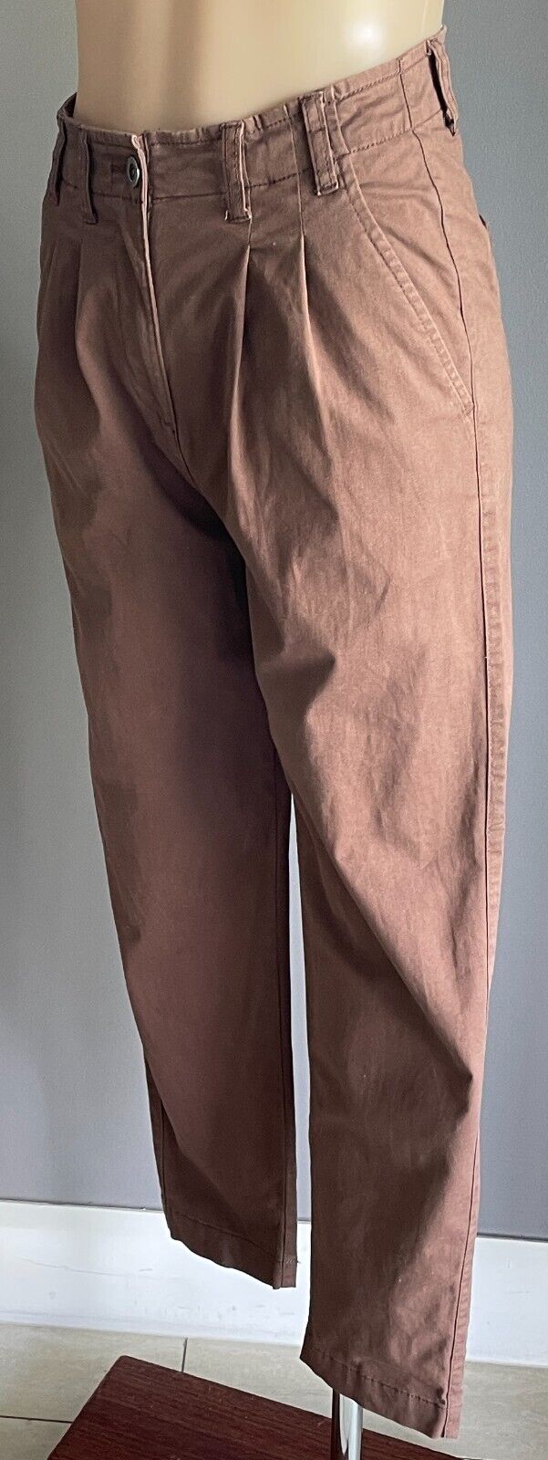 COTTON ON Brown High Waist Pants Pleat Front Full Length Size 8 NEW