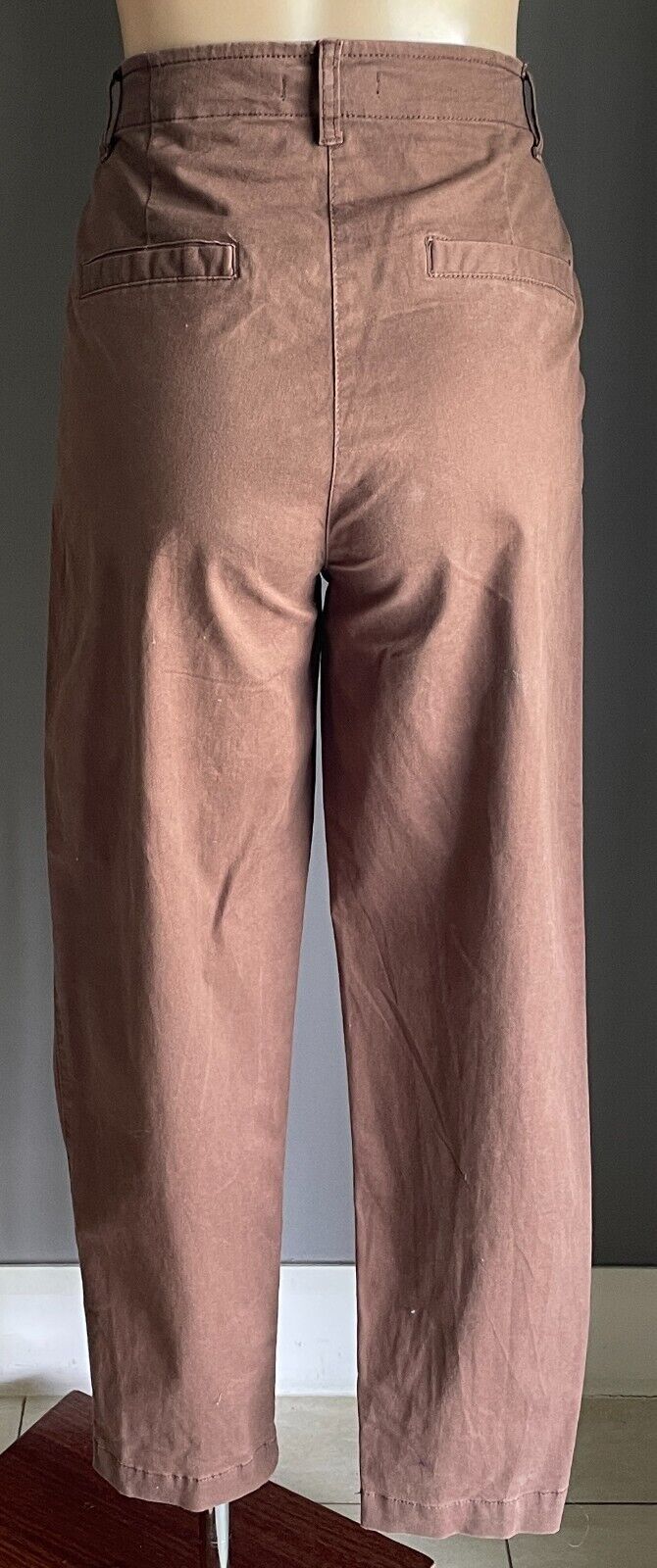 COTTON ON Brown High Waist Pants Pleat Front Full Length Size 8 NEW