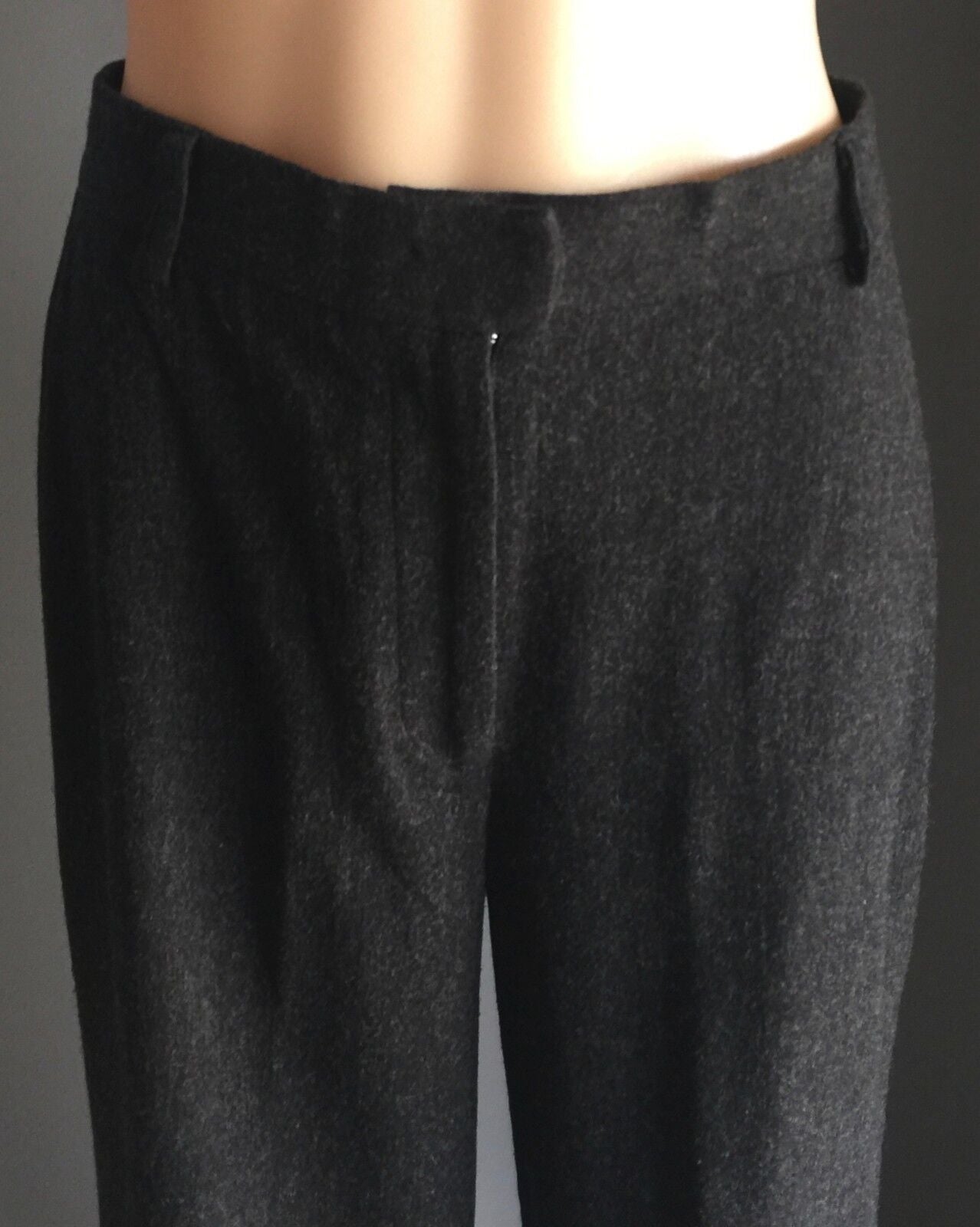 LAURA ASHLEY Pants Cuffed Trousers Charcoal Grey Wool Wide Leg Sz 8 10 Vintage