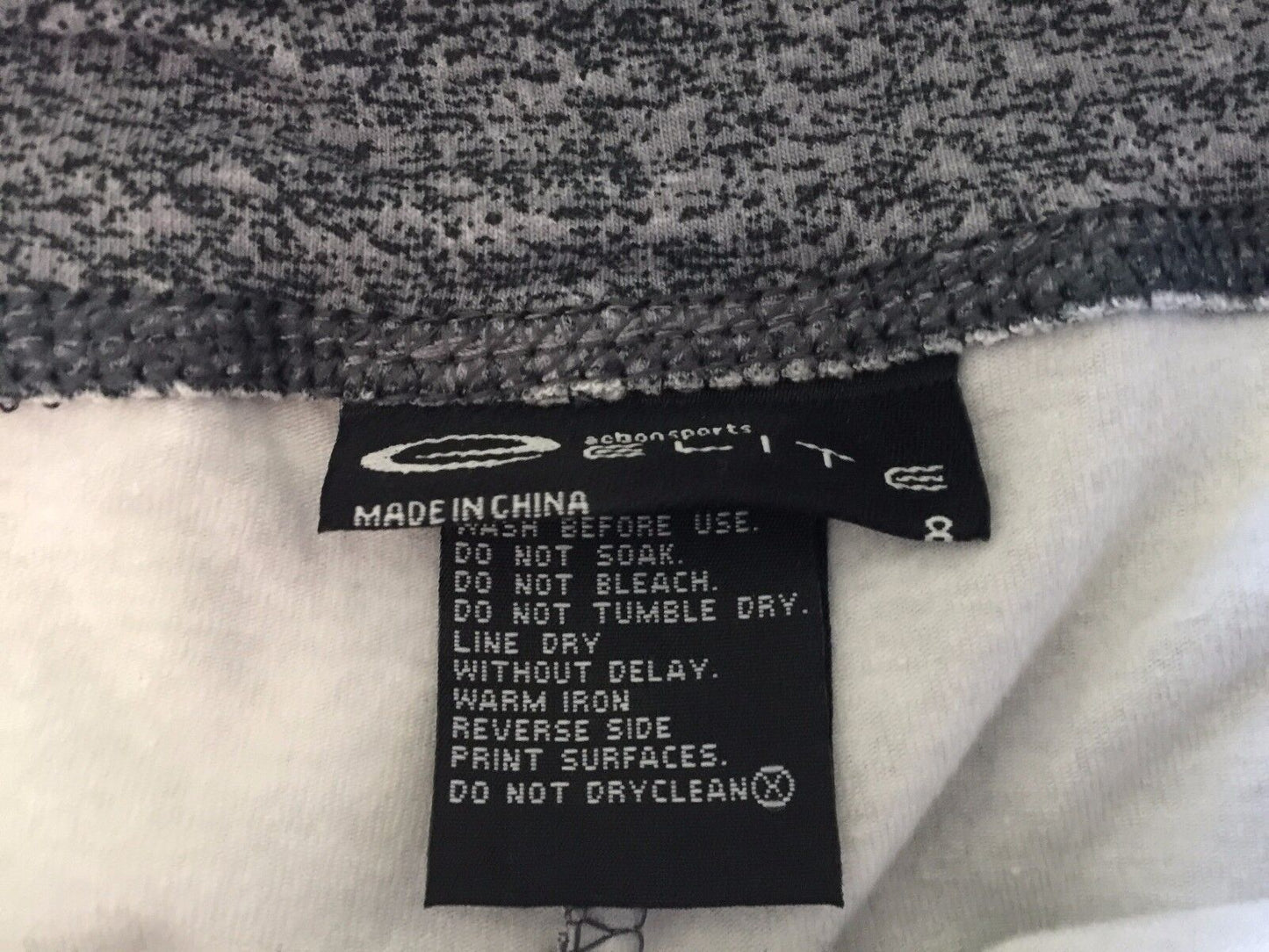 ELITE Leggings Grey & Black Stretch Straight Leg Activewear Pants Gym Size 8
