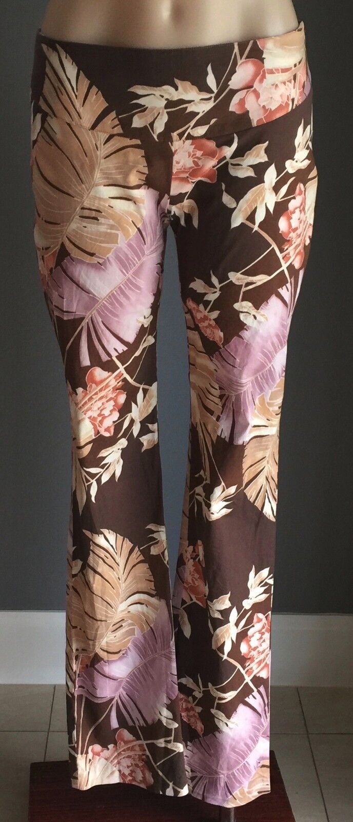 MORRISSEY PRINTSTAR Straight Leg Pants Brown Orange & Purple Floral Size 6 & 8
