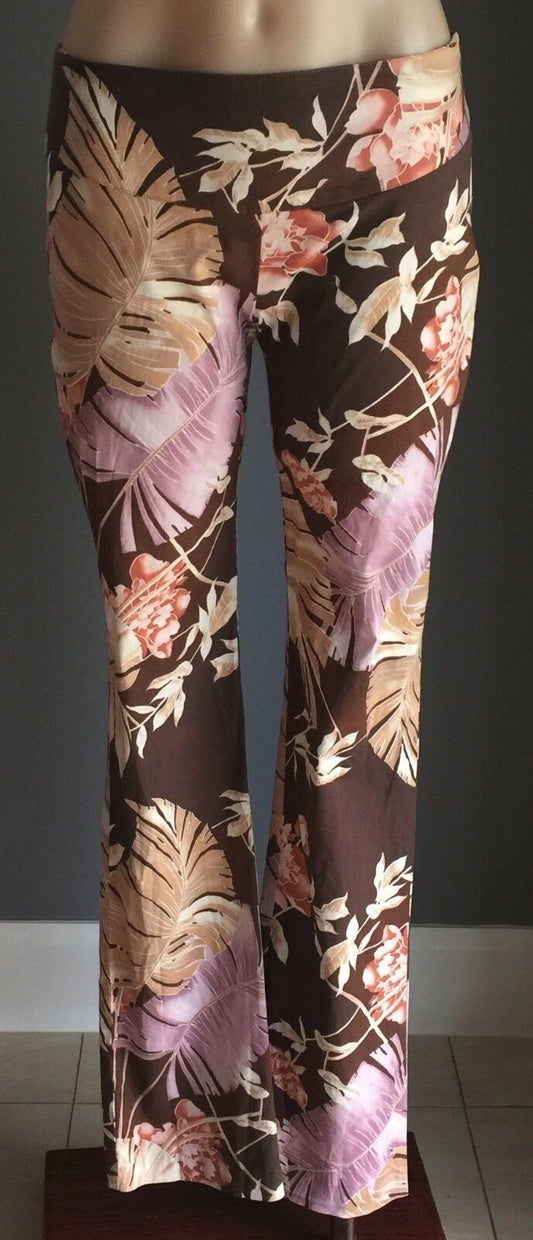 MORRISSEY PRINTSTAR Straight Leg Pants Brown Orange & Purple Floral Size 6 & 8