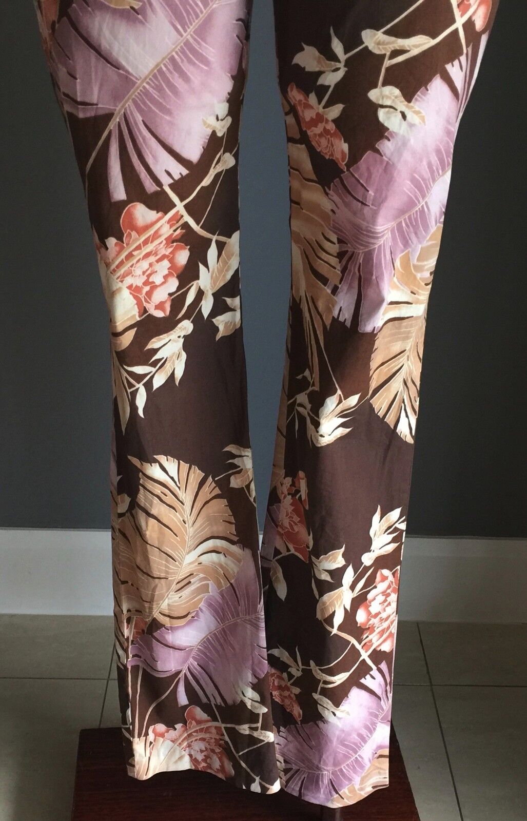 MORRISSEY PRINTSTAR Straight Leg Pants Brown Orange & Purple Floral Size 6 & 8