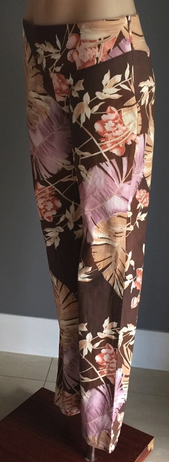 MORRISSEY PRINTSTAR Straight Leg Pants Brown Orange & Purple Floral Size 6 & 8