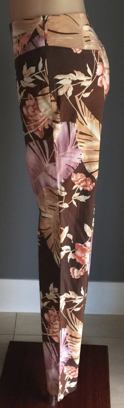 MORRISSEY PRINTSTAR Straight Leg Pants Brown Orange & Purple Floral Size 6 & 8