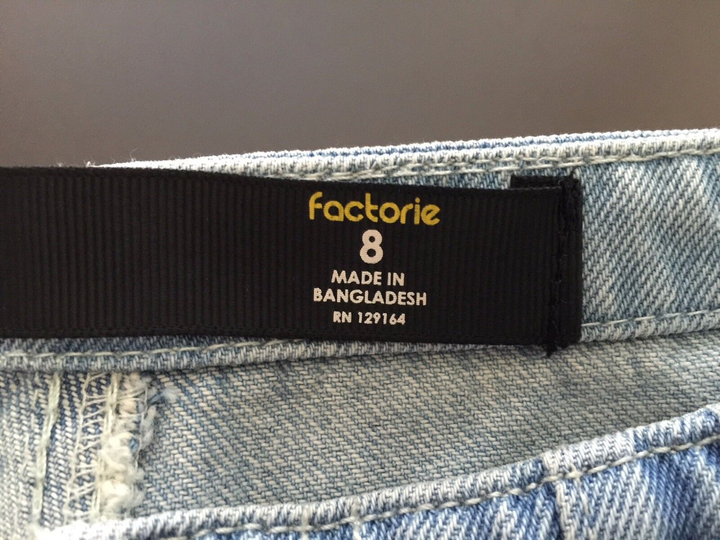 FACTORIE Denim High Waist Shorts Faded Blue Denim Pleated Cuffed Size 8 10 Jeans