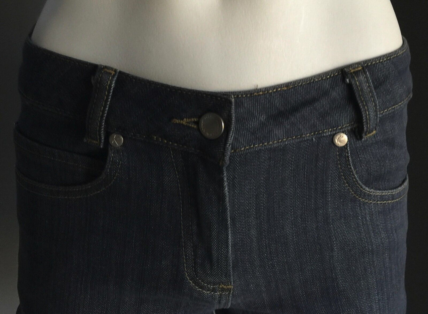 KOOKAI Stretch Blue Denim Shorty Shorts Ladies Size 36 8 10 2 Back Pockets Jeans