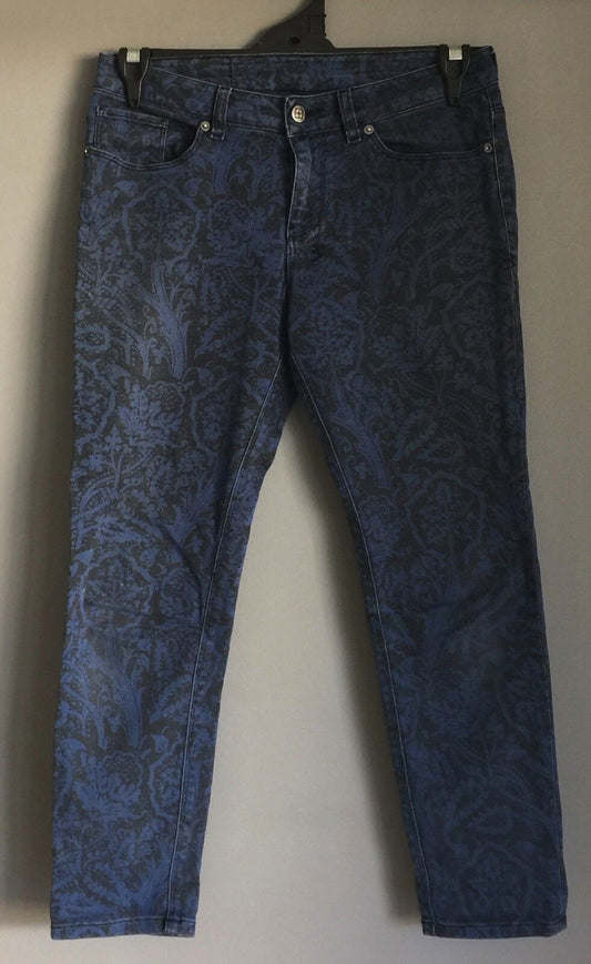 KSUBI Jeans Femme Midnight Mass Size 8 Crop Black & Blue Print Ladies 26in