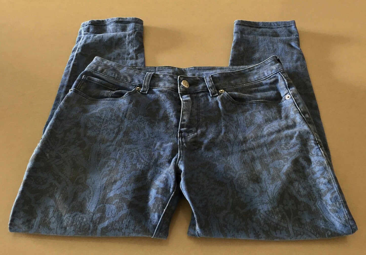 KSUBI Jeans Femme Midnight Mass Size 8 Crop Black & Blue Print Ladies 26in