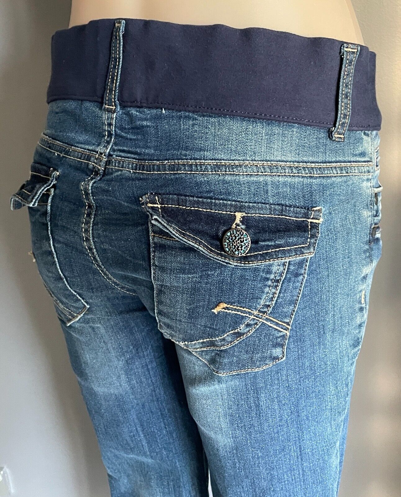 DOROTHY PERKINS Maternity Denim Cropped Length Elastic Waist Jeans Size 8 10