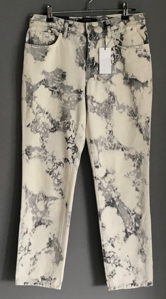 J BRAND "Aubry" Crop Jeans Grey White Sonic Wash Mid Rise Straight Size 25 8 NEW