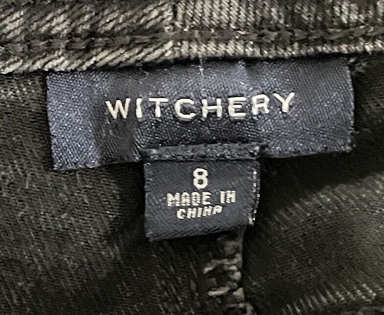 WITCHERY Denim Jeans Black Distressed with Rips Skinny Leg Ladies Size 8
