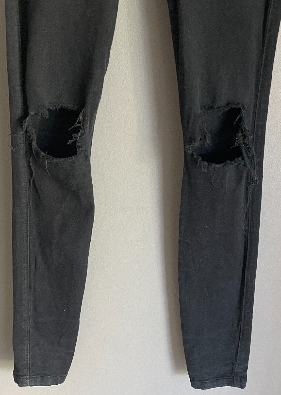 DR DENIM Black "Moxy" Skinny Denim Jeans Size S 8 - 9 High Rise Ripped Knees