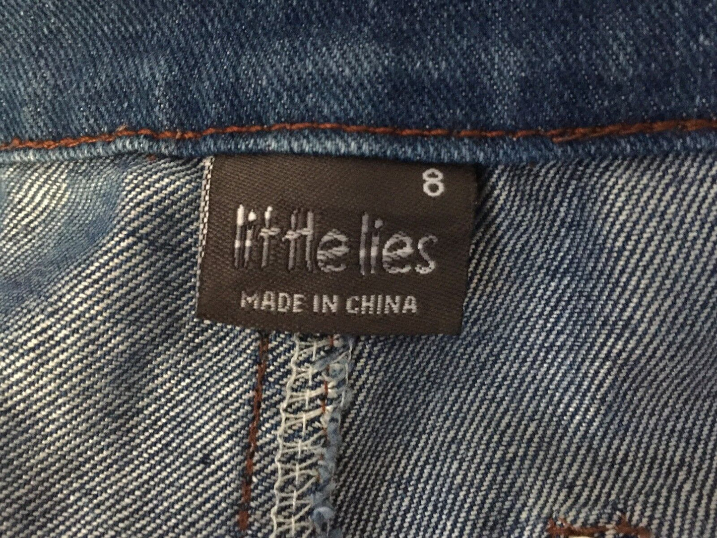LITTLE LIES Dark Blue Denim Shorts Size 8 Retro Hi Waist Back Pockets Jeans