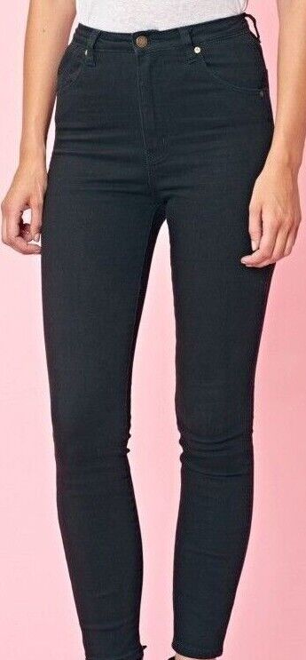 ROLLA'S "Eastcoast" Denim Jeans High Rise Skinny Leg Black Size 8 ROLLAS