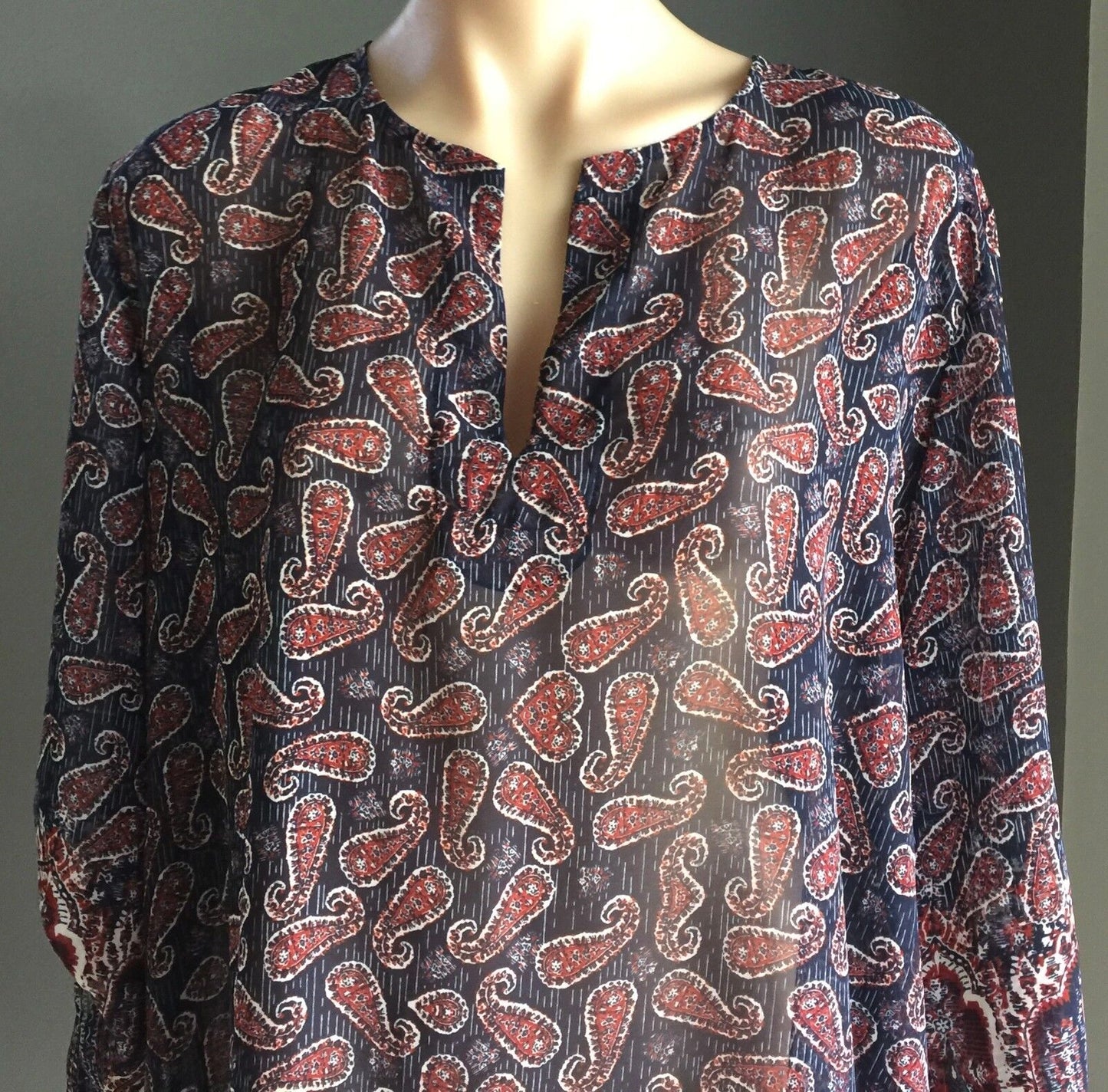 WENDY McLEAN Kaftan Tunic Colourful Paisley Print Plus Size XL 16 18 NEW