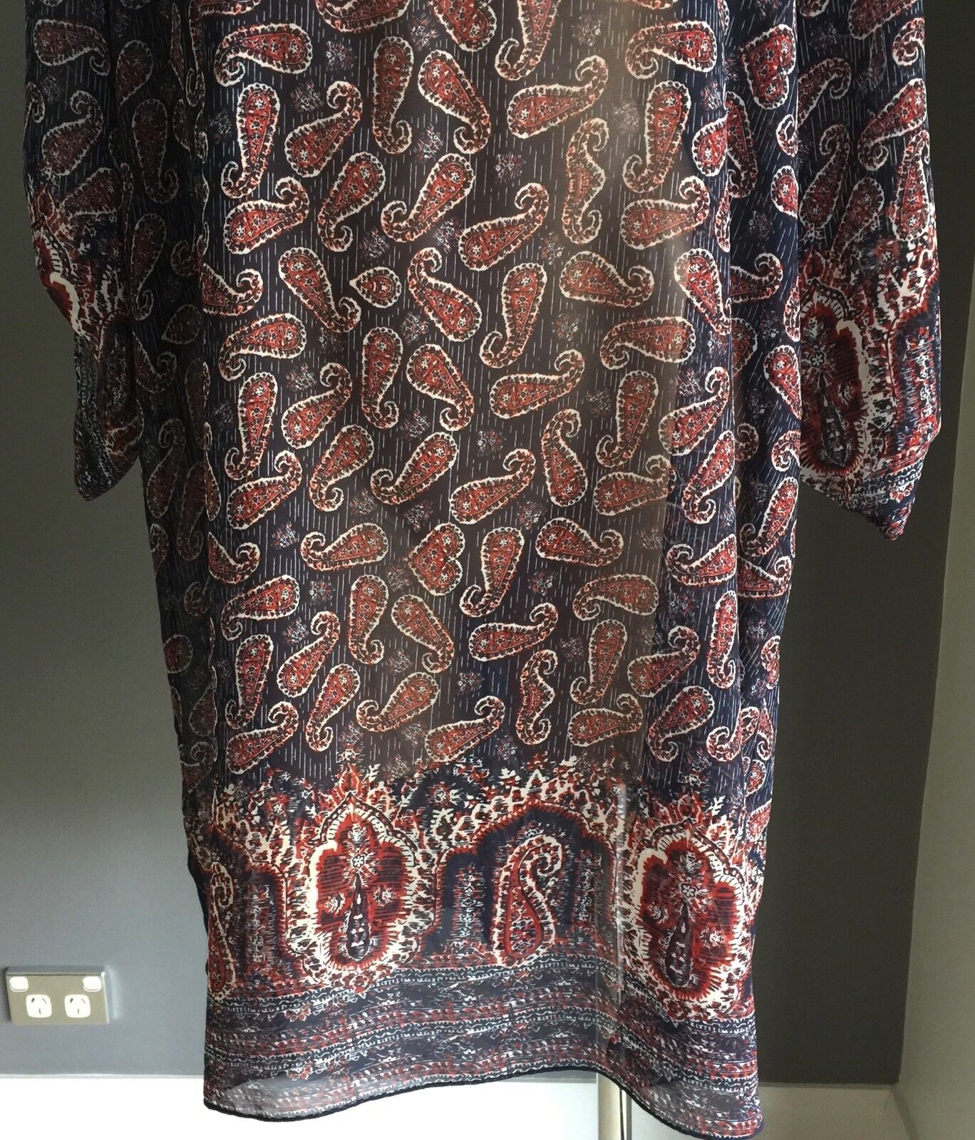 WENDY McLEAN Kaftan Tunic Colourful Paisley Print Plus Size XL 16 18 NEW