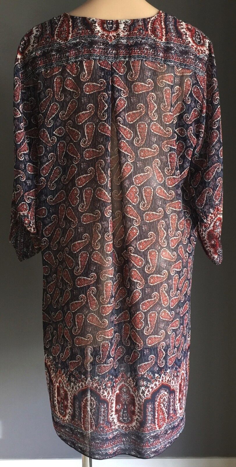 WENDY McLEAN Kaftan Tunic Colourful Paisley Print Plus Size XL 16 18 NEW