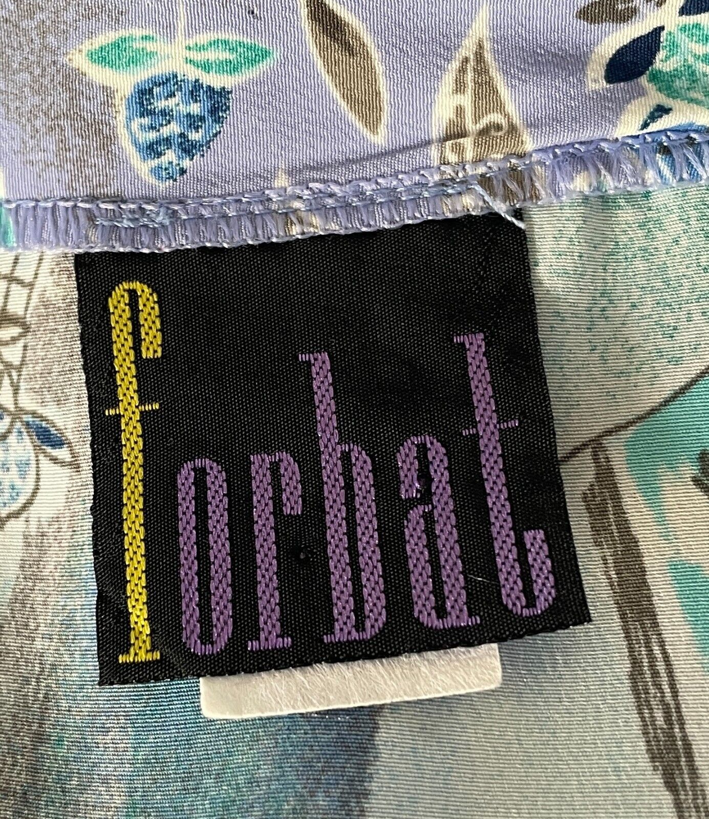 FORBAT Shirt Blue Green Mauve White Print Short Sleeve Button Front Size 18