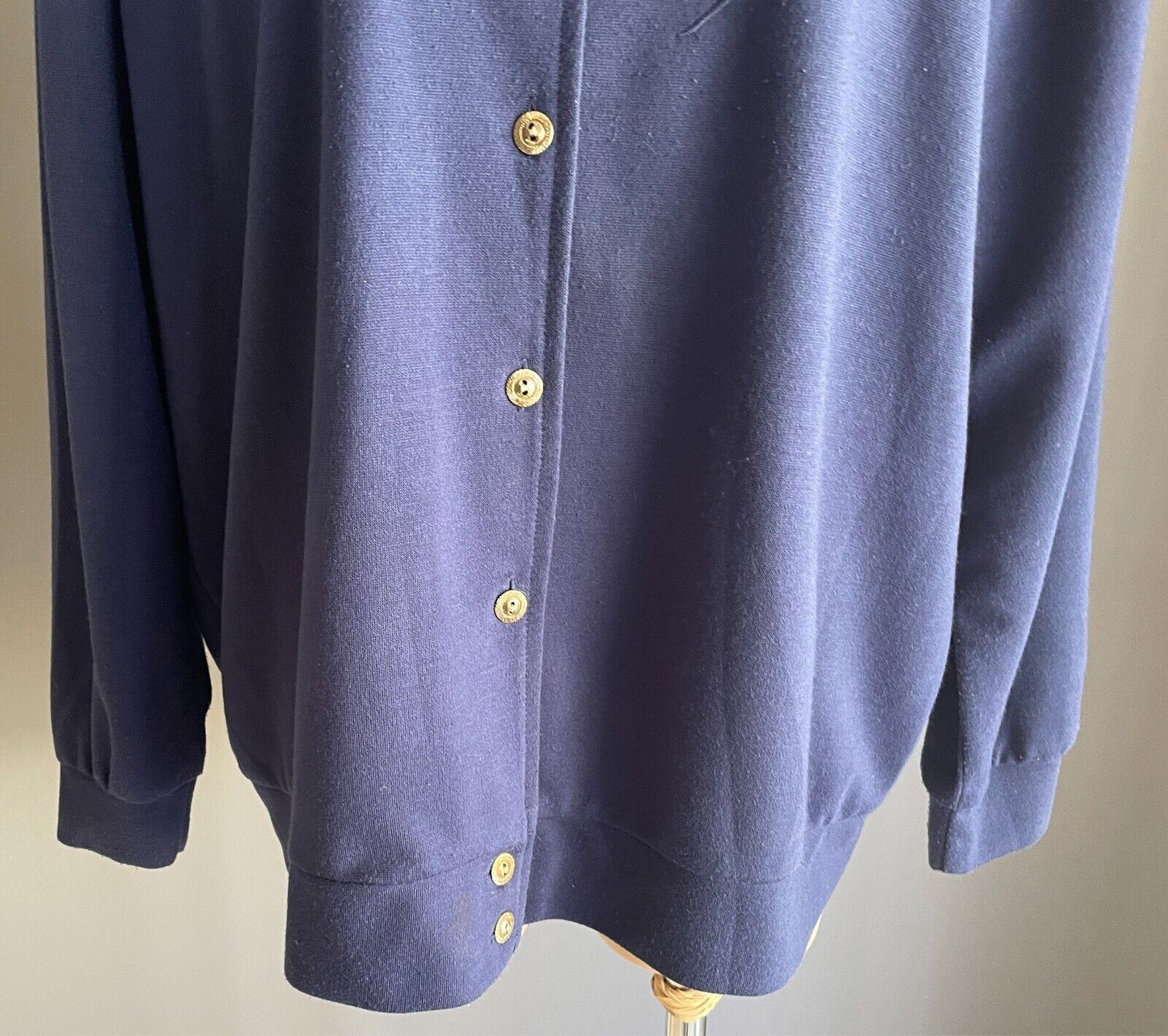 COMPLIMENTS Jacket Navy Lightweight Buttons Size 18 Embroidered Flowers Vintage