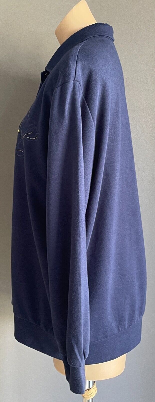 COMPLIMENTS Jacket Navy Lightweight Buttons Size 18 Embroidered Flowers Vintage