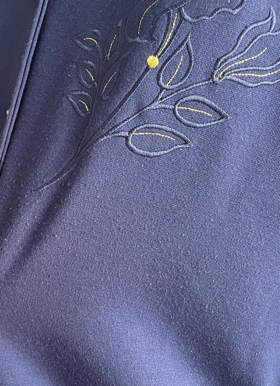 COMPLIMENTS Jacket Navy Lightweight Buttons Size 18 Embroidered Flowers Vintage