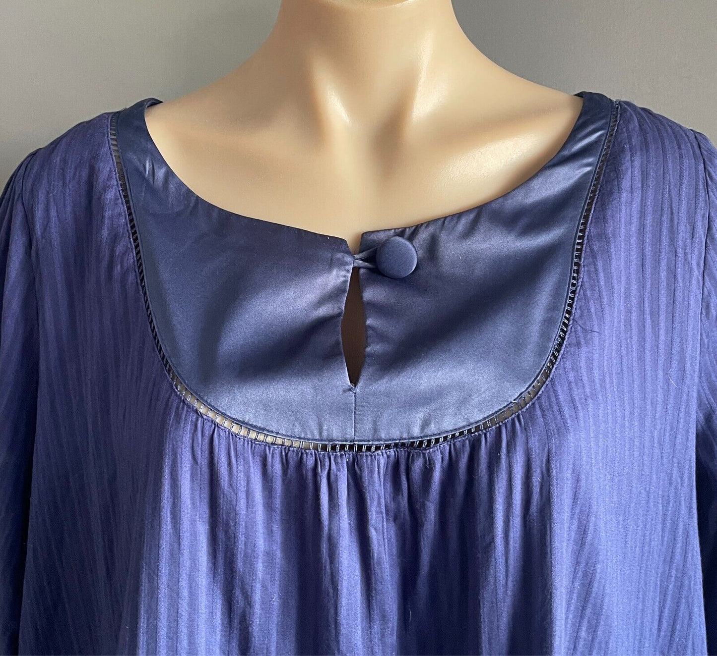RIVERS Peasant Top Purple Blouse Size 18 Self Stripe Fabric 3/4 Sleeves Lined