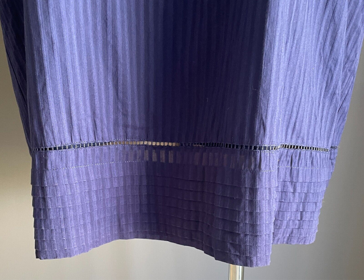 RIVERS Peasant Top Purple Blouse Size 18 Self Stripe Fabric 3/4 Sleeves Lined