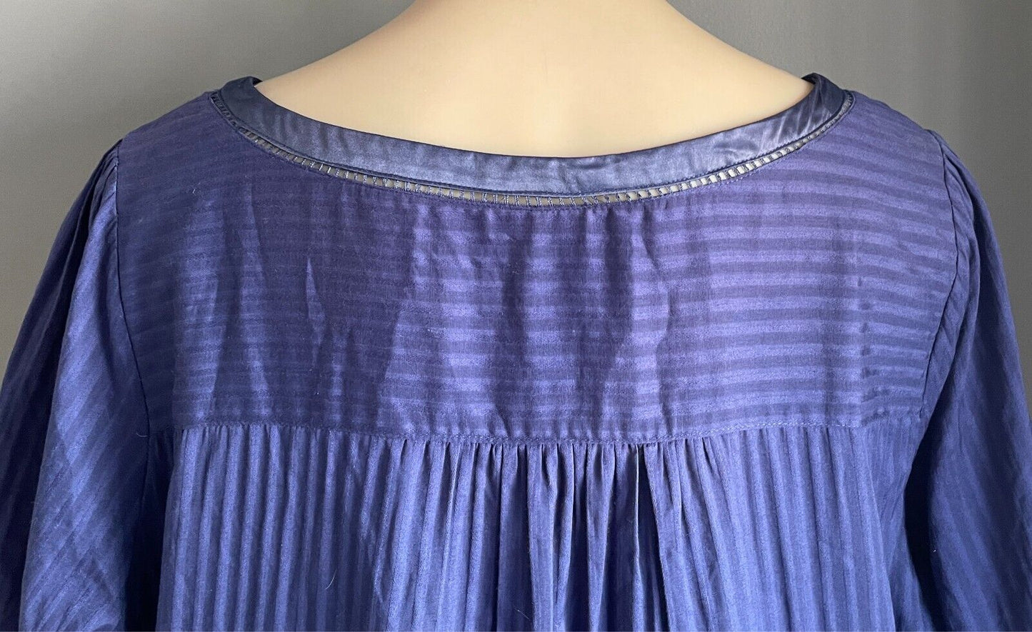 RIVERS Peasant Top Purple Blouse Size 18 Self Stripe Fabric 3/4 Sleeves Lined