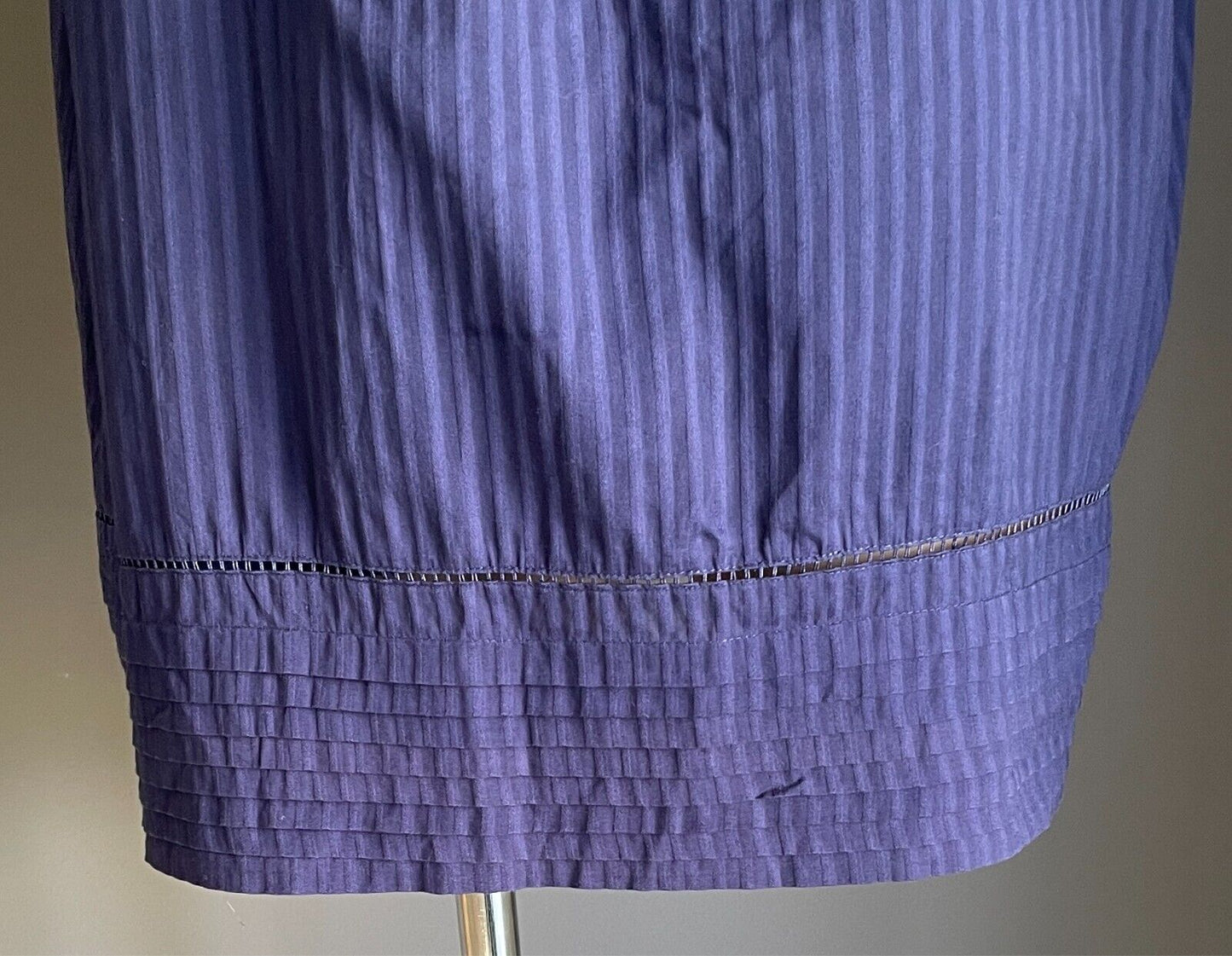 RIVERS Peasant Top Purple Blouse Size 18 Self Stripe Fabric 3/4 Sleeves Lined