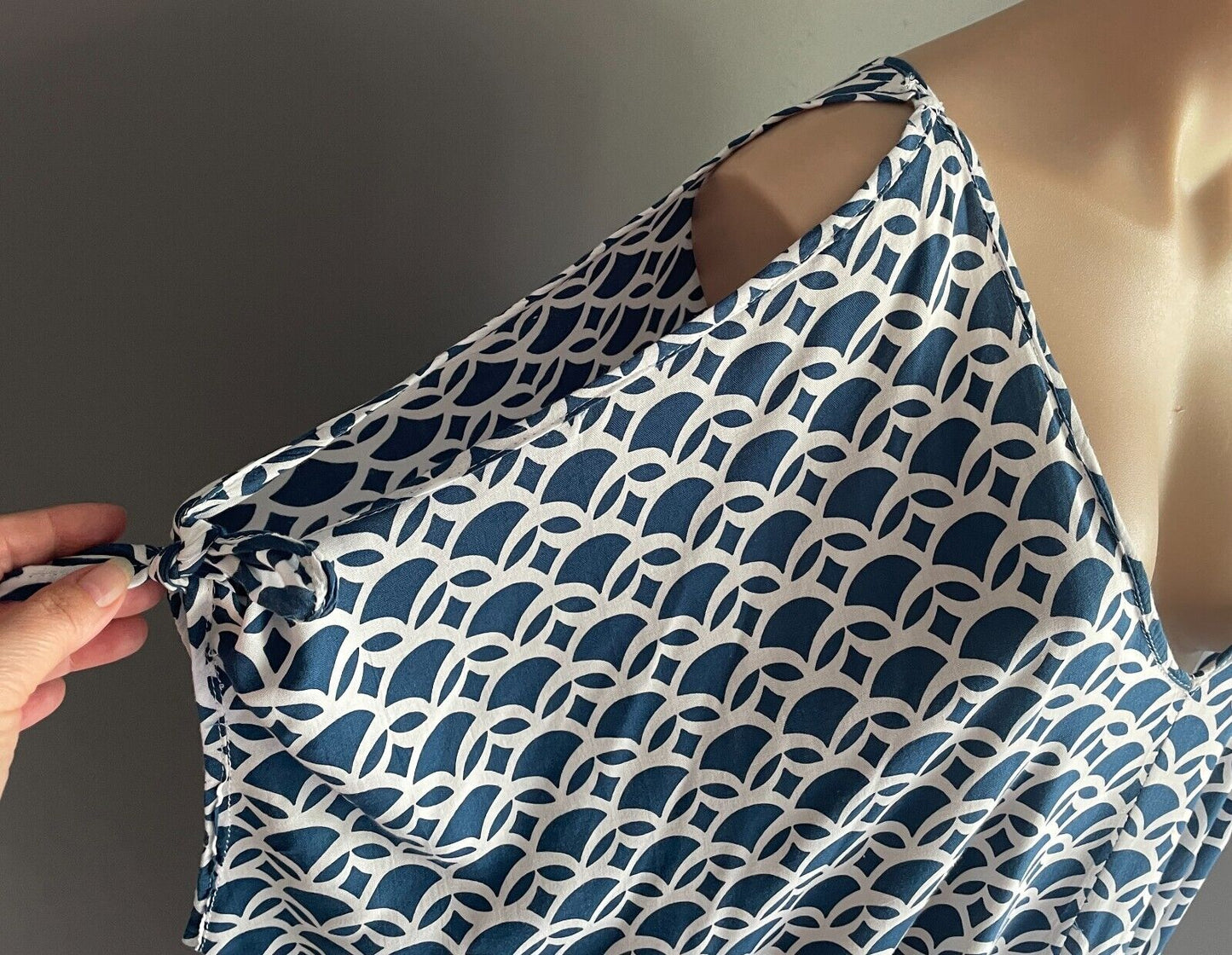 AQUAMARINE Blue & White Print Kaftan Dress Size 10 - 18 Short Tie Sleeves
