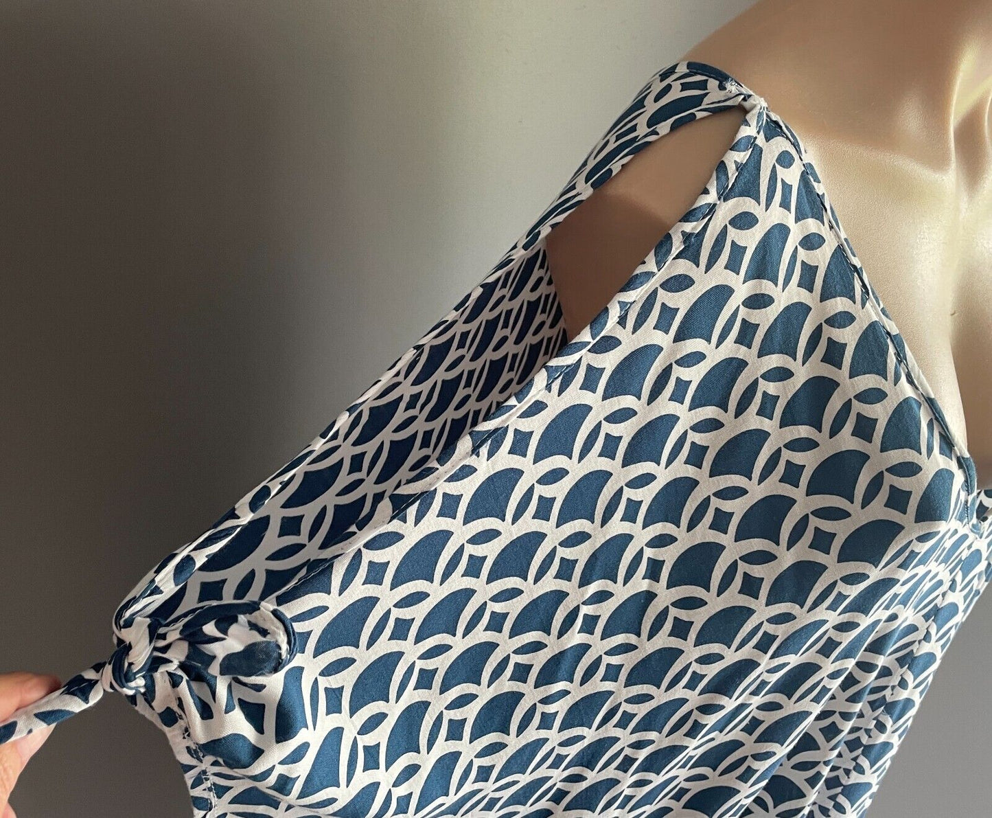 AQUAMARINE Blue & White Print Kaftan Dress Size 10 - 18 Short Tie Sleeves