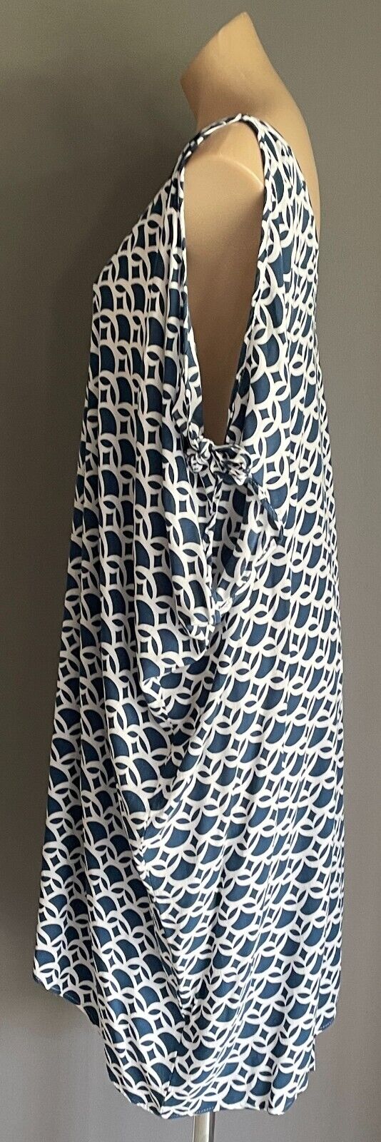AQUAMARINE Blue & White Print Kaftan Dress Size 10 - 18 Short Tie Sleeves