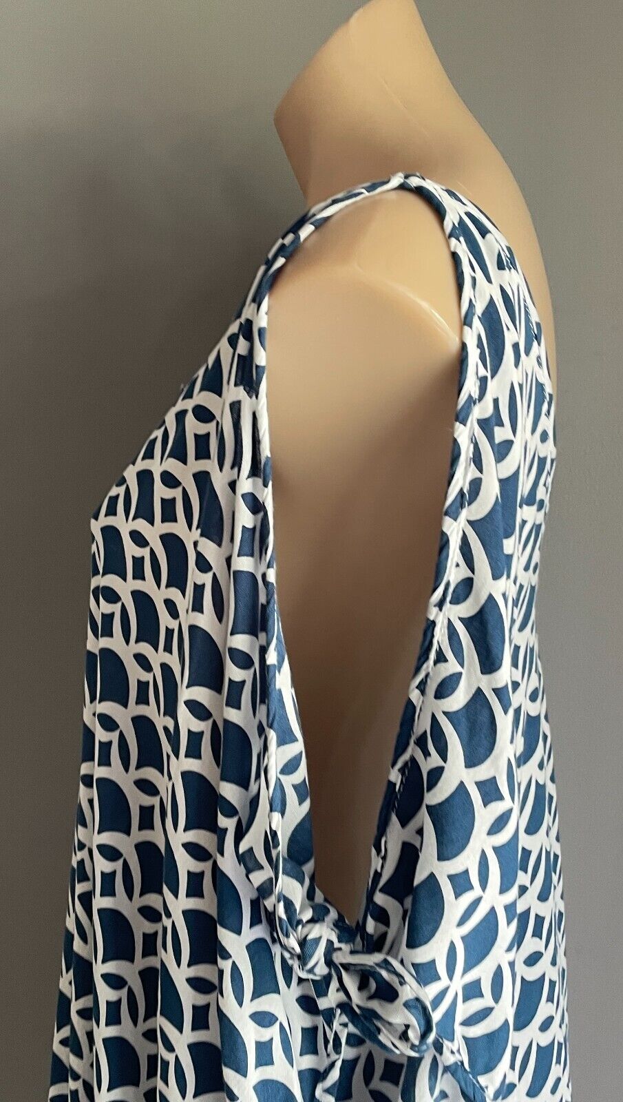 AQUAMARINE Blue & White Print Kaftan Dress Size 10 - 18 Short Tie Sleeves