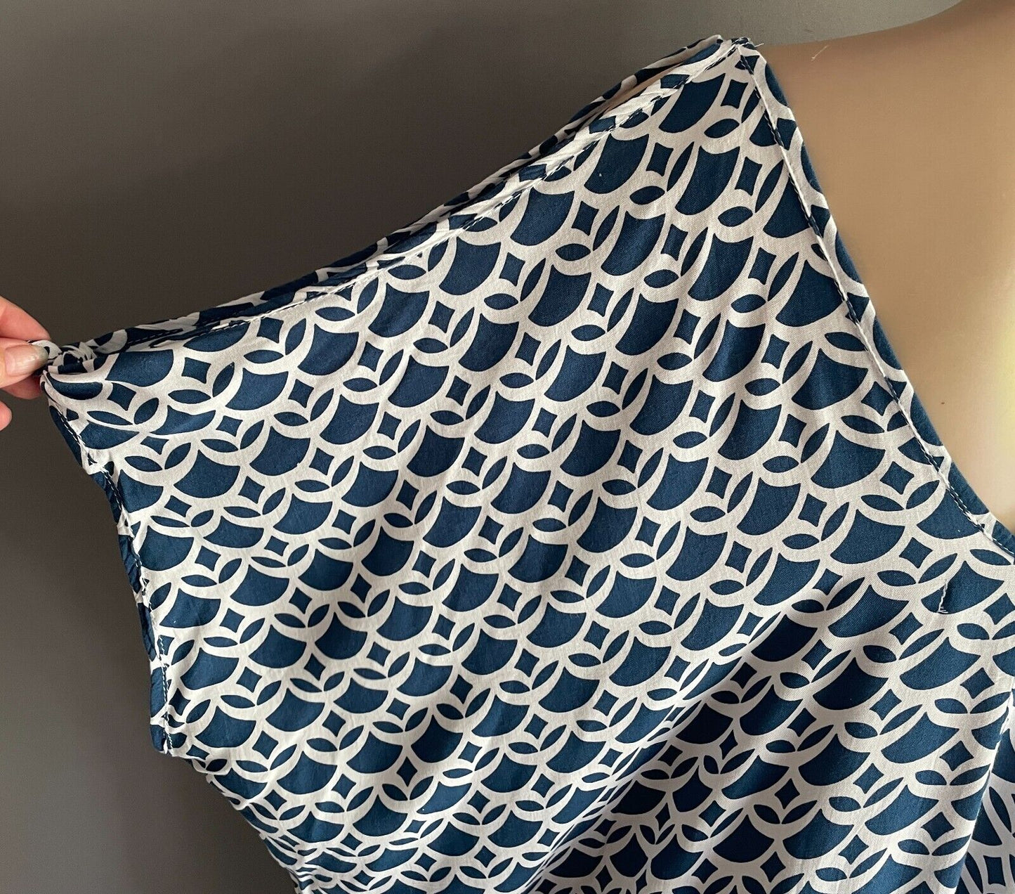 AQUAMARINE Blue & White Print Kaftan Dress Size 10 - 18 Short Tie Sleeves