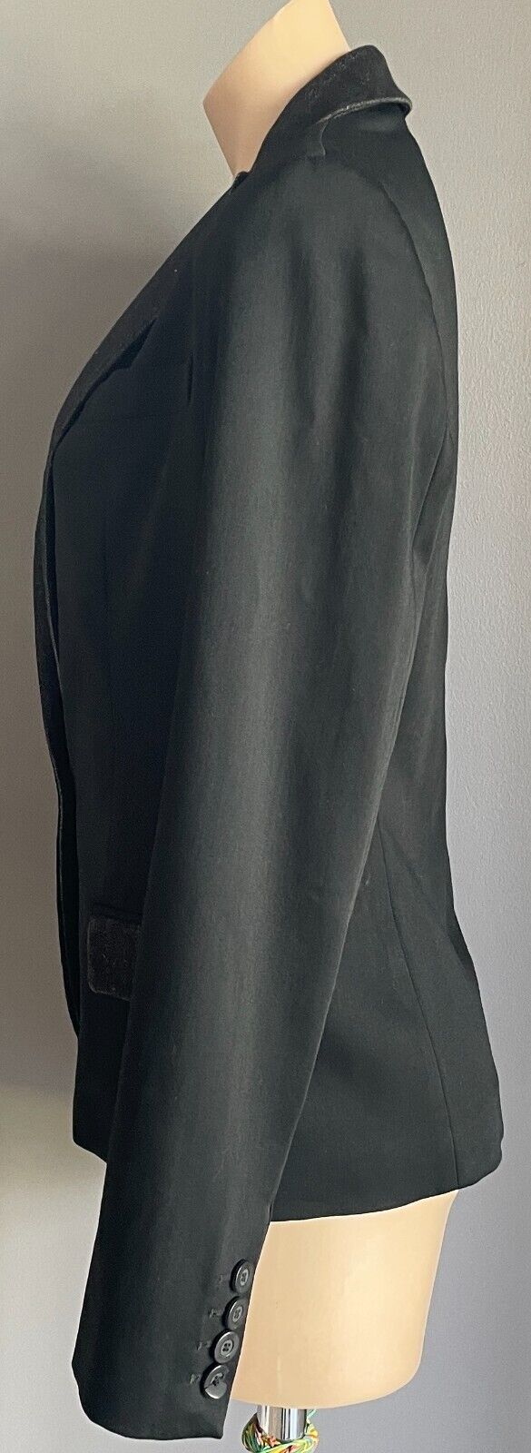 JUST CAVALLI Denim Jacket Black Tailored Long Sleeve with Black Trim Size 44/12