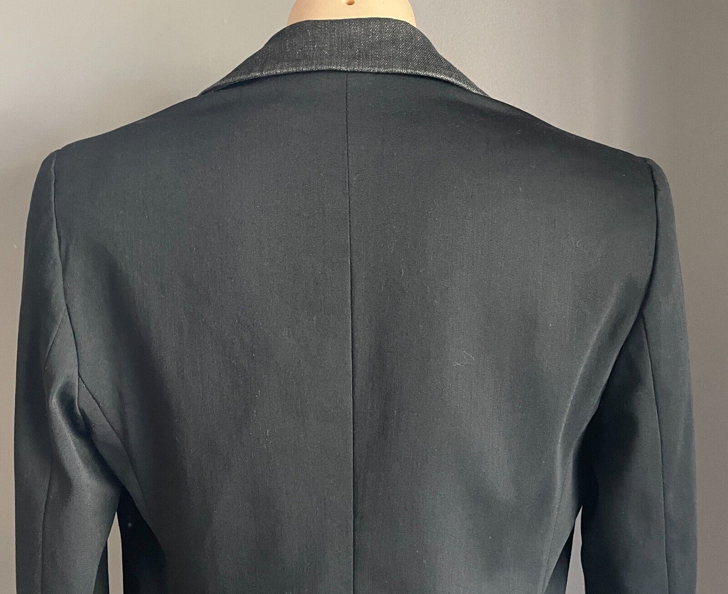 JUST CAVALLI Denim Jacket Black Tailored Long Sleeve with Black Trim Size 44/12