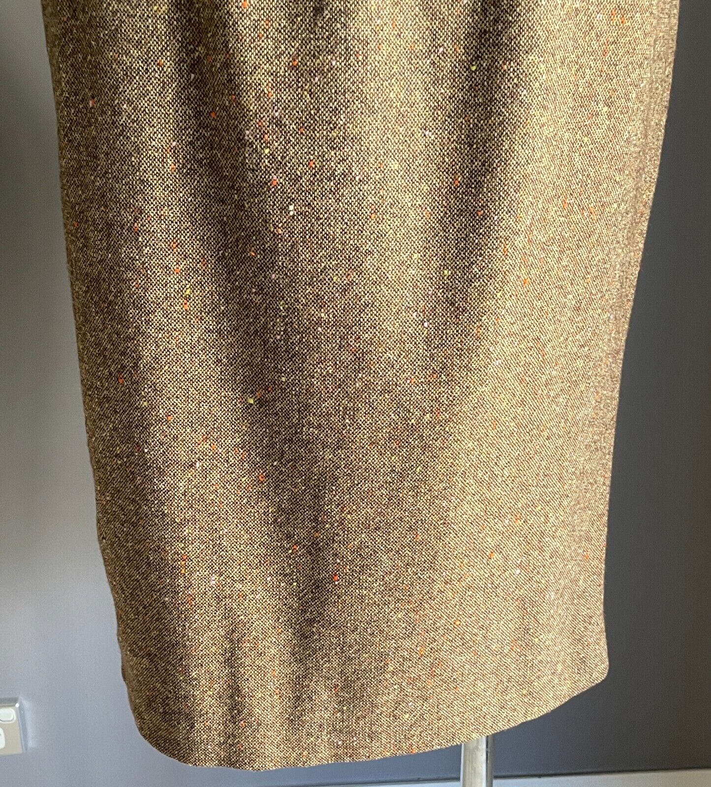 DOLCE & GABBANA Skirt Brown Tweed Straight Wool Blend Knee Length Size 44 AU 12