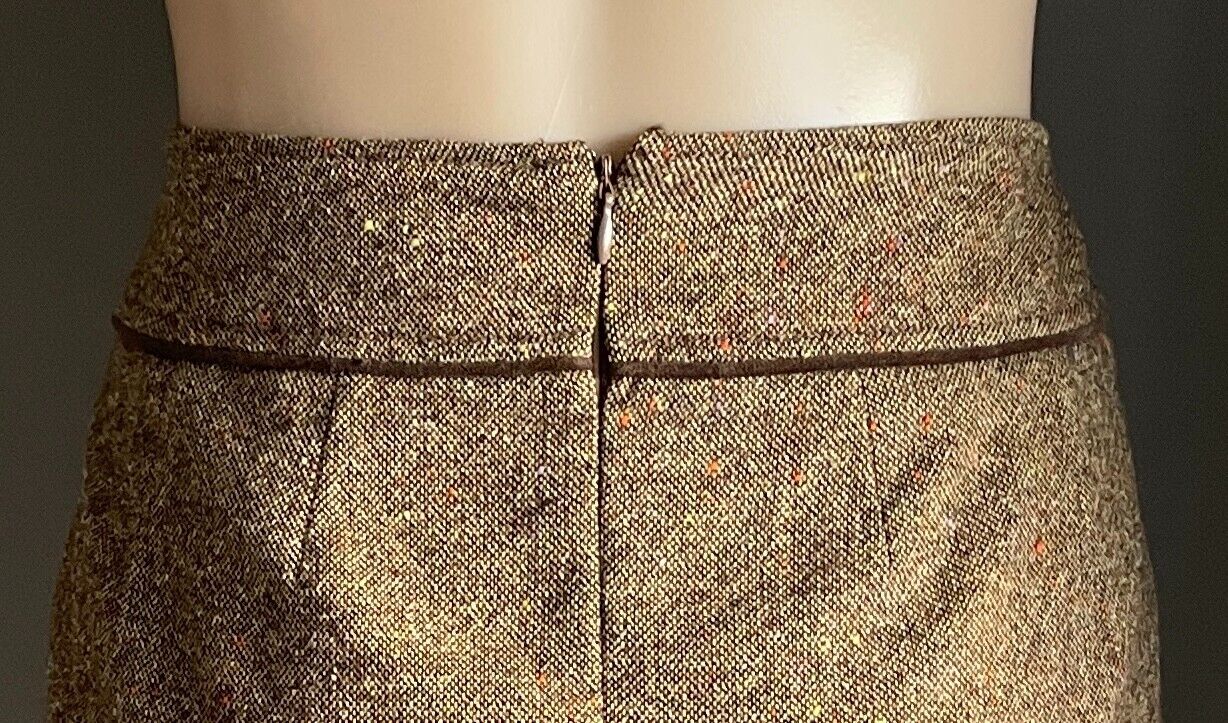 DOLCE & GABBANA Skirt Brown Tweed Straight Wool Blend Knee Length Size 44 AU 12