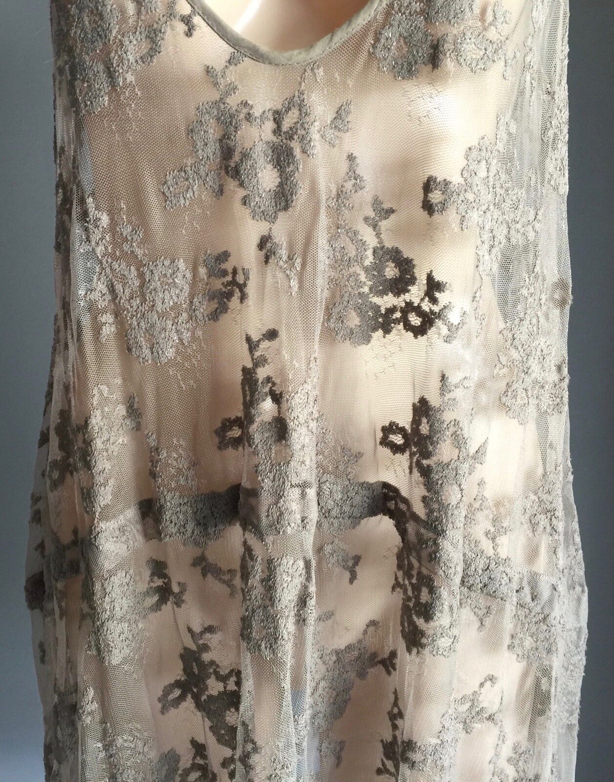 MANILA GRACE Dress Khaki Lace Sleeveless Frock Size EU 44 AU 14 Designer  NEW