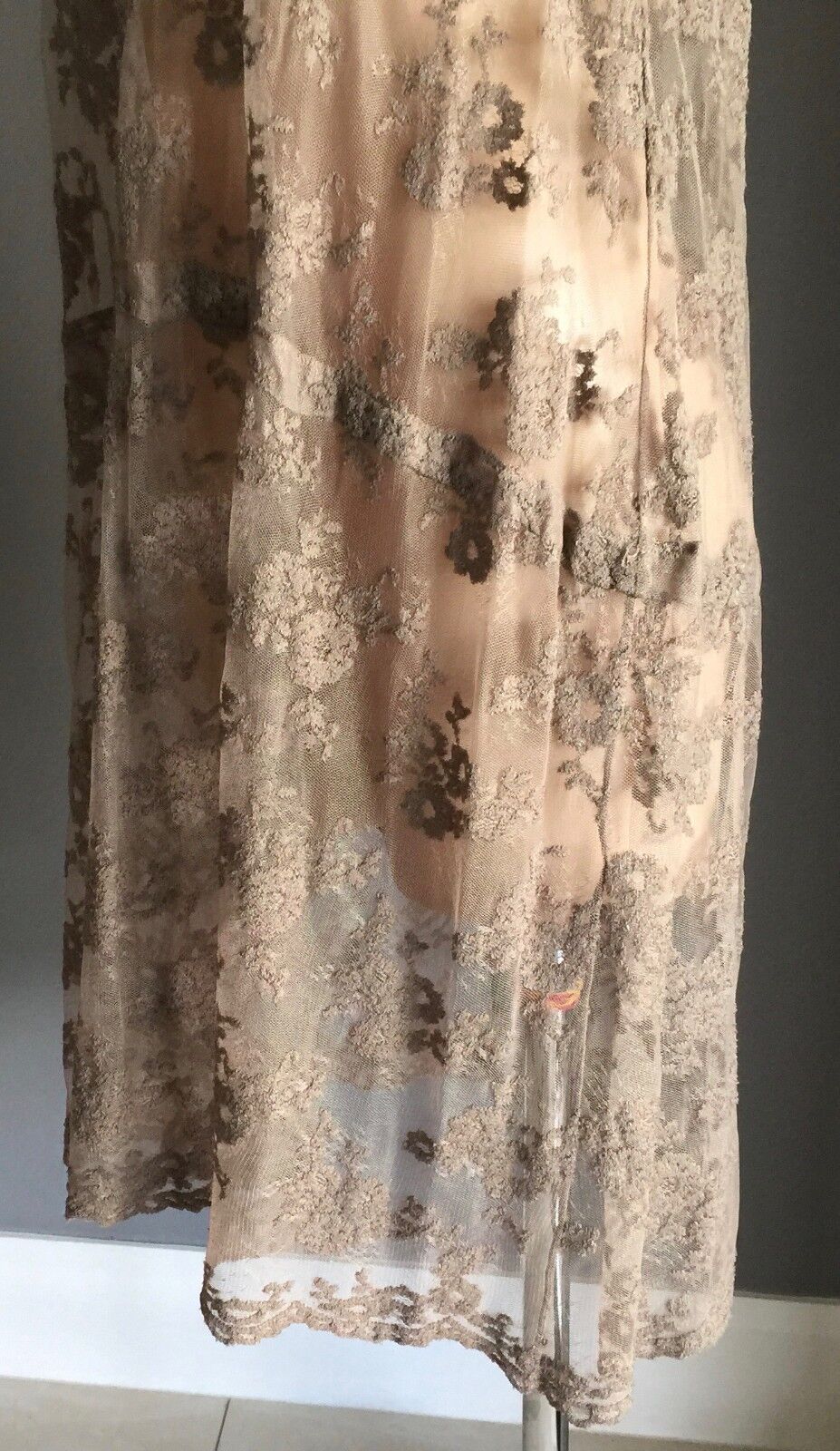 MANILA GRACE Dress Khaki Lace Sleeveless Frock Size EU 44 AU 14 Designer  NEW